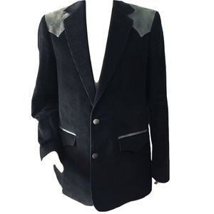 Pioneerwear Black Corduroy Leather Jacket 42L